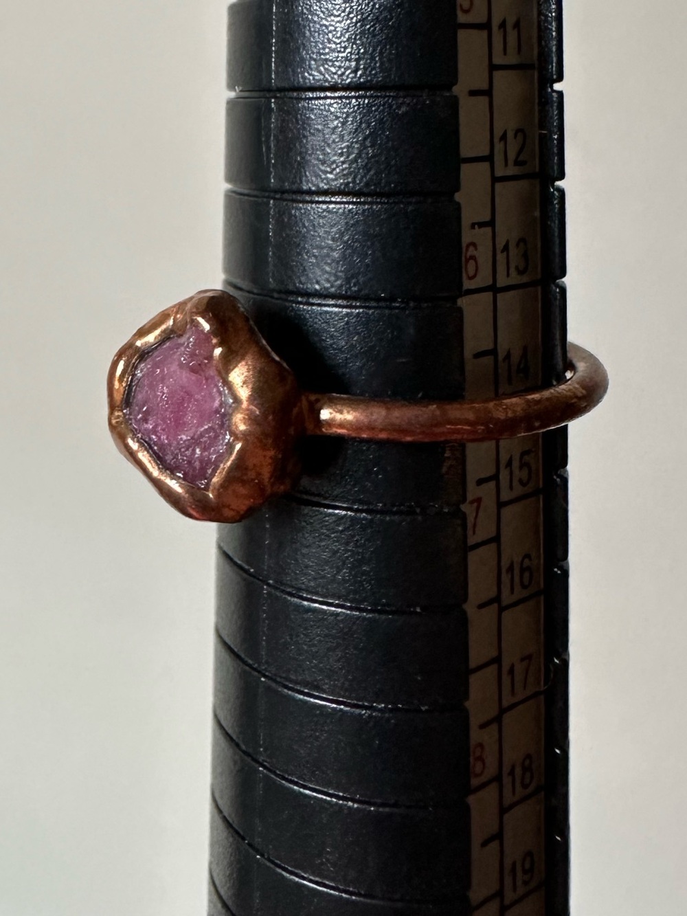Copper Wrapped Raw Pink Tourmaline Ring